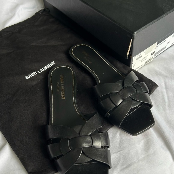 Saint Laurent Shoes - Saint Laurent Black Leather Sandals